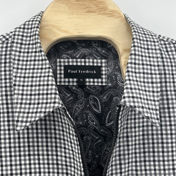 Paul Frederick XL Jacket Checked Zip Linen ; Paisley Lining Zip Plaid 5 Pockets - Picture 1 of 16